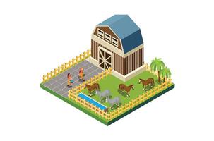 Modern Isometric Farm Management and livestock management Illustration in White Isolated Background With People and Related Digital Assets vector