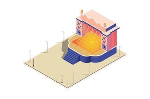 Illustration Isometric of a Music Event stage, 3d Concept Isometric View of Concert Party Background and Stage Landscape. vector