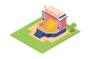 Illustration Isometric of a Music Event stage, 3d Concept Isometric View of Concert Party Background and Stage Landscape. vector