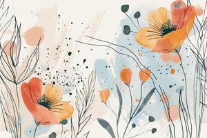 Hand drawn pastel color floral background vector
