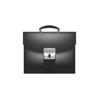 Briefcase isolated on white background. Black Leather Briefcase with Silver Buckle. Business black bag. vector