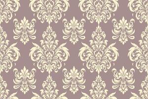 Seamless vintage damask pattern in cream and purple. Luxurious ornamental design. vector
