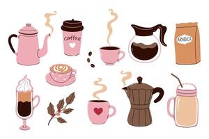 Set of coffee items isolated on white background. graphics. vector