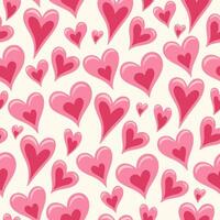 Seamless pattern of pink hearts on a white background. graphics. vector