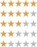 Set of stars rating design elements. Kit of star shapes for ranking interface. Voting symbols from zero to five points. illustration in flat style. Brown and half star flat feedback icons vector