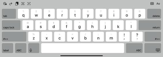 Latest Technology Light Mode Keyboard - Isolated White Keypad Interface with English QWERTY Alphabet. Editable illustration. EPS 10 vector