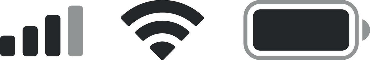 Set wifi icon isolated on white background for phone. Phone bar status Icons which includes cellullar, battery and wifi signal strength. for mobile phone. illustration vector