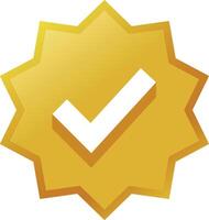 Verified golden gradient badge for Whatsapp, Facebook, Instagram, TikTok and Twitter X account. Profile verification icons. Isolated brown star shape with tick in flat on white background eps vector