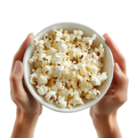 Pop Corn Bowl in Hand on Transparent Background png