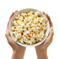 Pop Corn Bowl in Hand on Transparent Background png