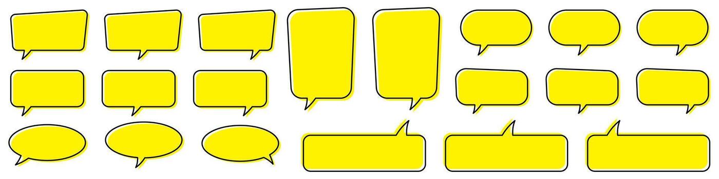 Chat bubble in yellow, quote background, Speech bubble, message box set. vector