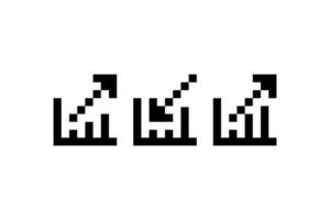 Pixel arrow graph icon set. illustration design. vector