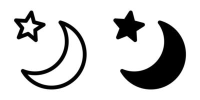 Crescent moon with stars icon on white background. Night icon. Crescent moon icon. Minimalist style. vector