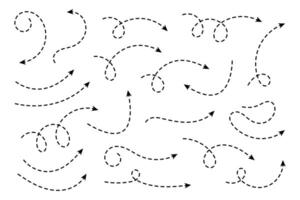 Curved dotted arrow. Zigzag arrow stripes design with dotted lines. vector