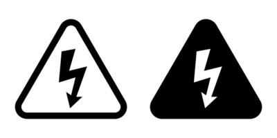 High voltage icon. Warning electricity symbol. Alert, hazard and danger, caution electrical icon. Triangle with lightning sign. vector