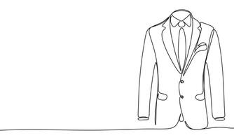 One line continuous man's suit. Hand drawn art. vector