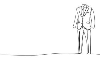 One line continuous man's suit. Hand drawn art. vector