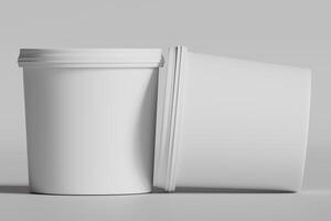 Biscuit packaging container white color on gray background 3D illustration photo