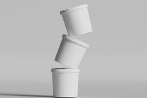 Biscuit packaging container white color on gray background 3D illustration photo