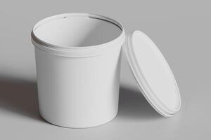 Biscuit packaging container white color on gray background 3D illustration photo