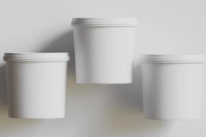 Biscuit packaging container white color on gray background 3D illustration photo