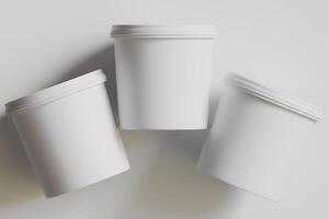 Biscuit packaging container white color on gray background 3D illustration photo
