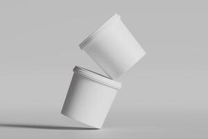 Biscuit packaging container white color on gray background 3D illustration photo