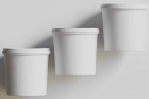 Biscuit packaging container white color on gray background 3D illustration photo