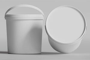 Biscuit packaging container white color on gray background 3D illustration photo