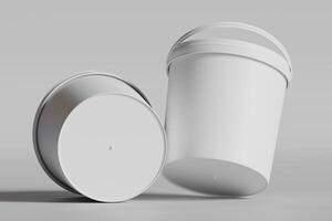 Biscuit packaging container white color on gray background 3D illustration photo
