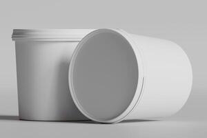 Biscuit packaging container white color on gray background 3D illustration photo