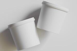 Biscuit packaging container white color on gray background 3D illustration photo