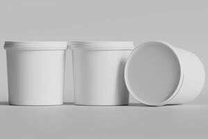 Biscuit packaging container white color on gray background 3D illustration photo