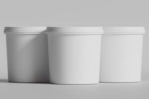 Biscuit packaging container white color on gray background 3D illustration photo
