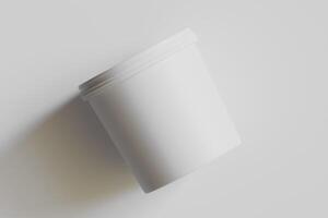 Biscuit packaging container white color on gray background 3D illustration photo