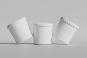 Biscuit packaging container white color on gray background 3D illustration photo