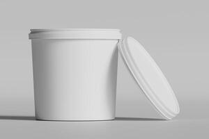 Biscuit packaging container white color on gray background 3D illustration photo