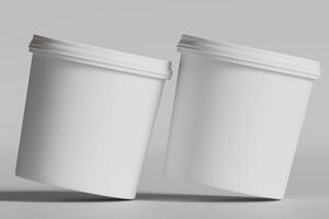 Biscuit packaging container white color on gray background 3D illustration photo