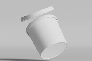 Biscuit packaging container white color on gray background 3D illustration photo