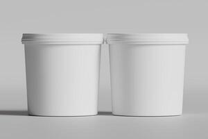 Biscuit packaging container white color on gray background 3D illustration photo