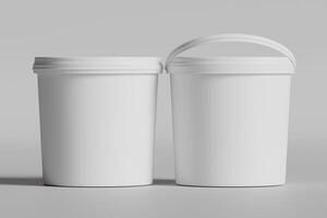 Biscuit packaging container white color on gray background 3D illustration photo