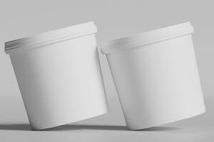 Biscuit packaging container white color on gray background 3D illustration photo
