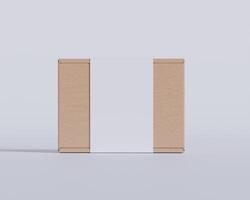 Brown cardboard boxes with a label white color isolated on gray background photo