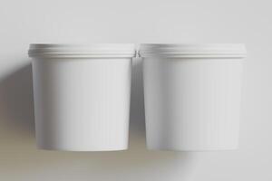 Biscuit packaging container white color on gray background 3D illustration photo