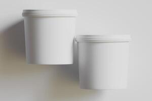 Biscuit packaging container white color on gray background 3D illustration photo