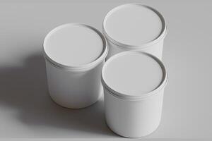 Biscuit packaging container white color on gray background 3D illustration photo