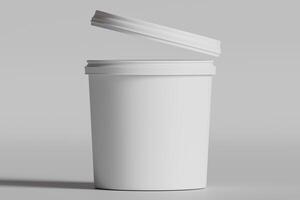 Biscuit packaging container white color on gray background 3D illustration photo