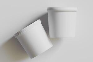 Biscuit packaging container white color on gray background 3D illustration photo