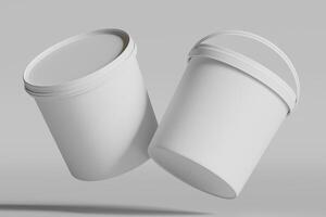 Biscuit packaging container white color on gray background 3D illustration photo