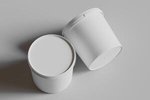 Biscuit packaging container white color on gray background 3D illustration photo